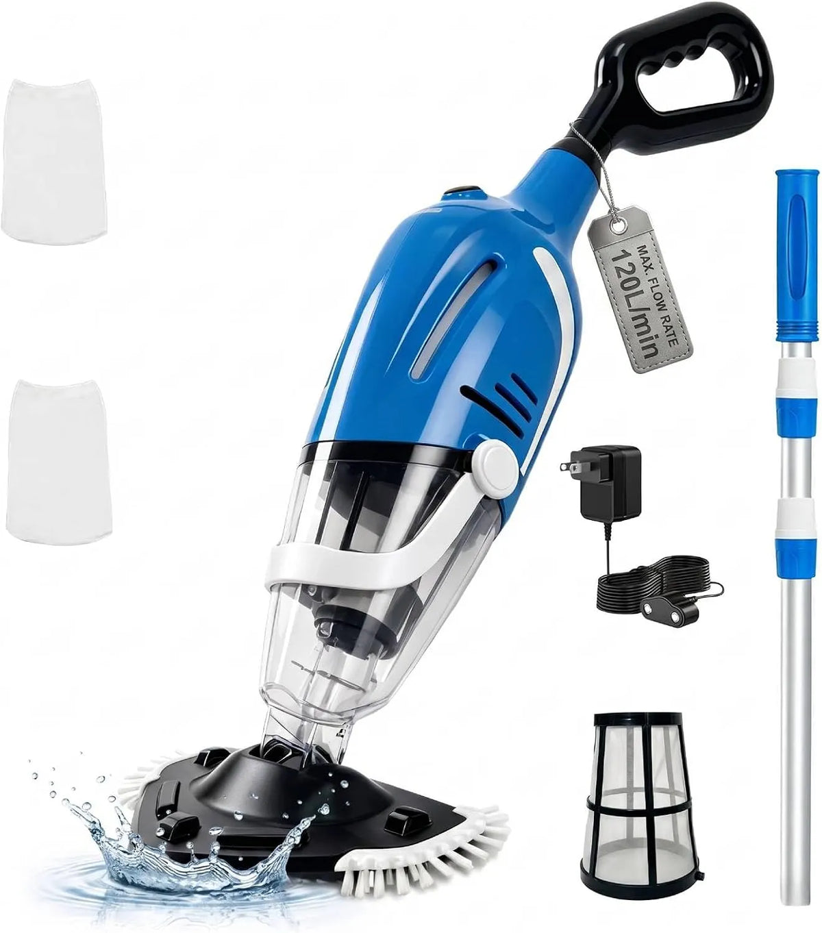 Zwembadreiniger met 120L, 80 minuten, 15 W, 2600 mAh, 90 minuten en 1,2L