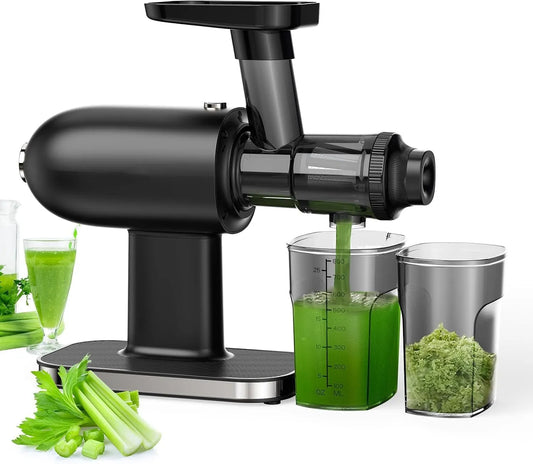 Slow Masticating Juicer geluidsarm koude pers sapcentrifuge met anti-verstoppingsfunctie met 80 RPM, 150 W, 60 dB, geluidsarme werking en RVS